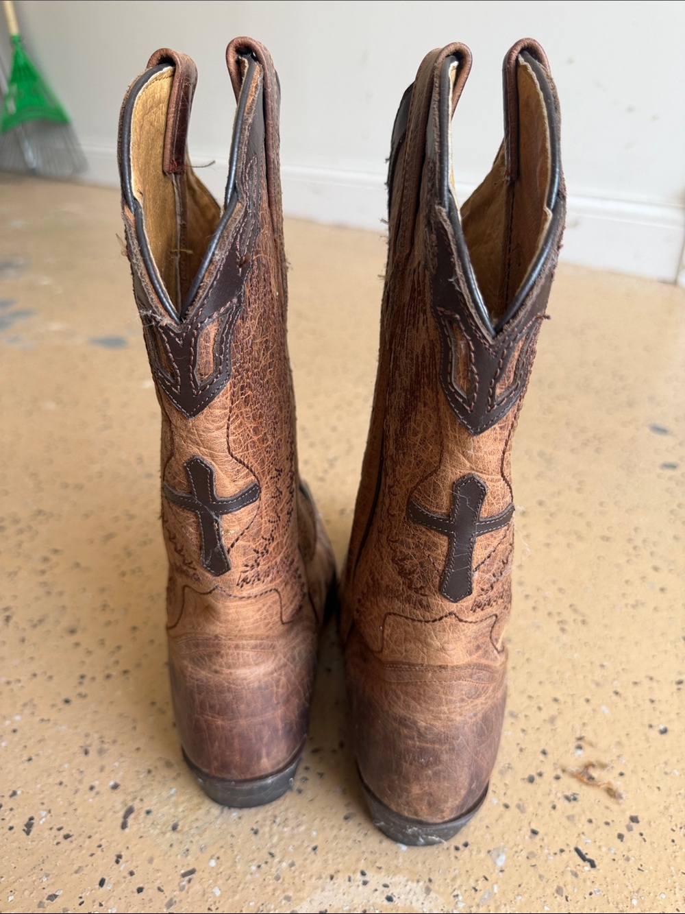 J.B. Dillon Brown Leather Western Heeled Cowboy Boots - Picture 6 of 9